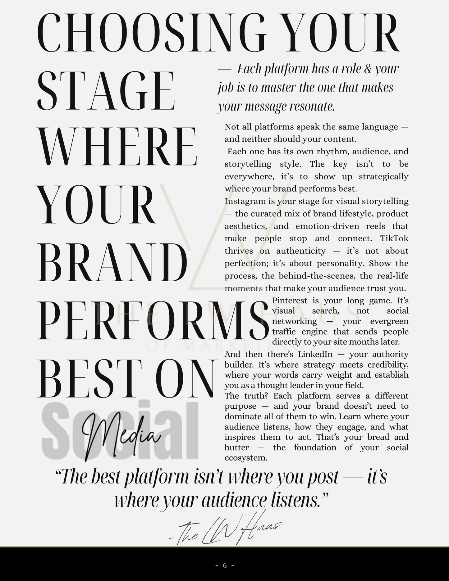 Text on a white background discussing the best platforms for different types of content.